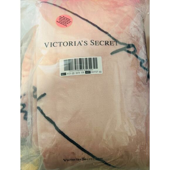 VICTORIA'S SECRET PINK Sherpa Fleece Blanket 50x60 Logo Script Throw Plush Soft - Picture 2 of 2